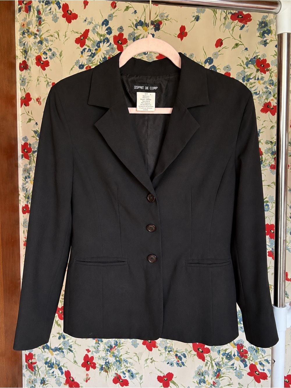 vintage esprit de corp black fitted blazer size 5/6 90s office siren minimalist